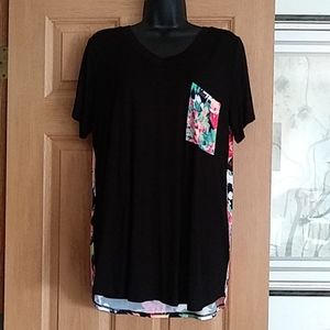 Hemish usa black and floral print top